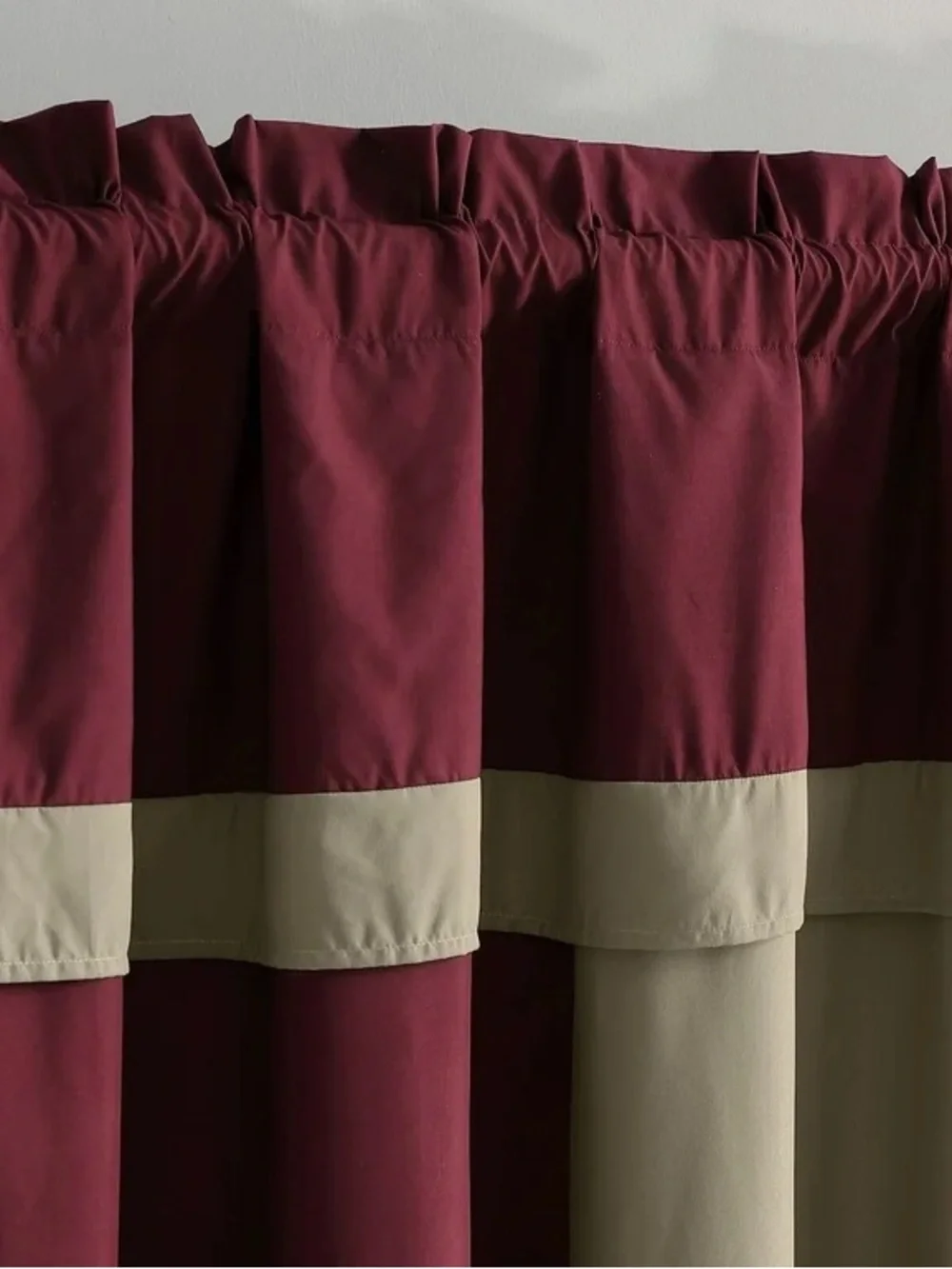 Luxury Two-Tone Burgundy and Taupe Curtain Panels
